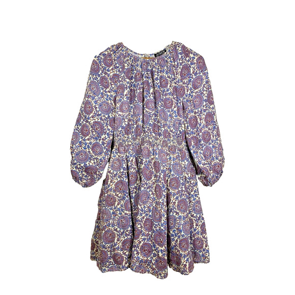 J. Crew Dresses & Skirts - J. Crew Dress Women L Purple Floral Palermo Linen Fit & Flare Smocked Waist Mini